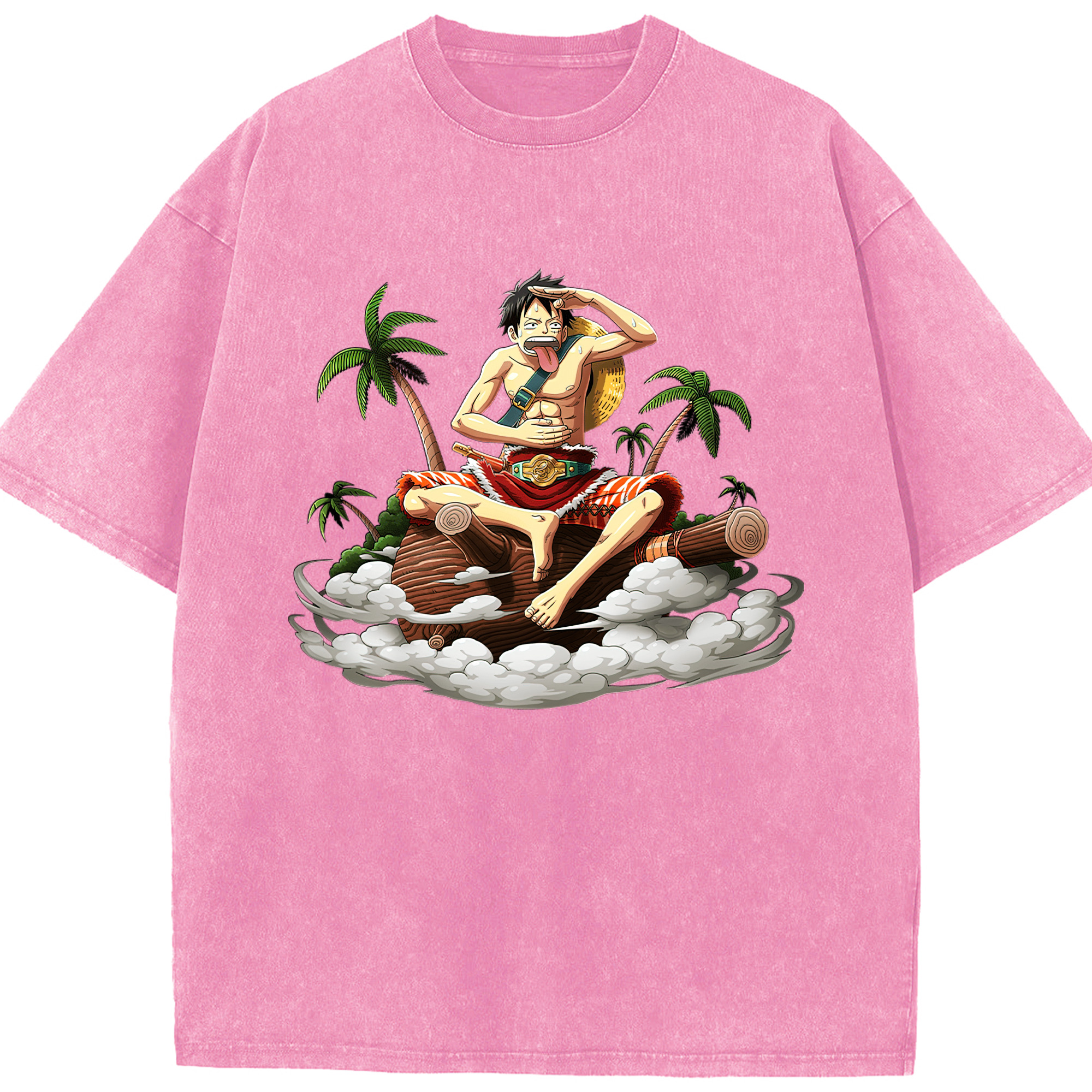 ワンピース モンキー・D・ルフィ ONE PIECE Monkey D. Luffy 綿100% ヴィンテージ風 半袖Tシャツ（フロントプリント）